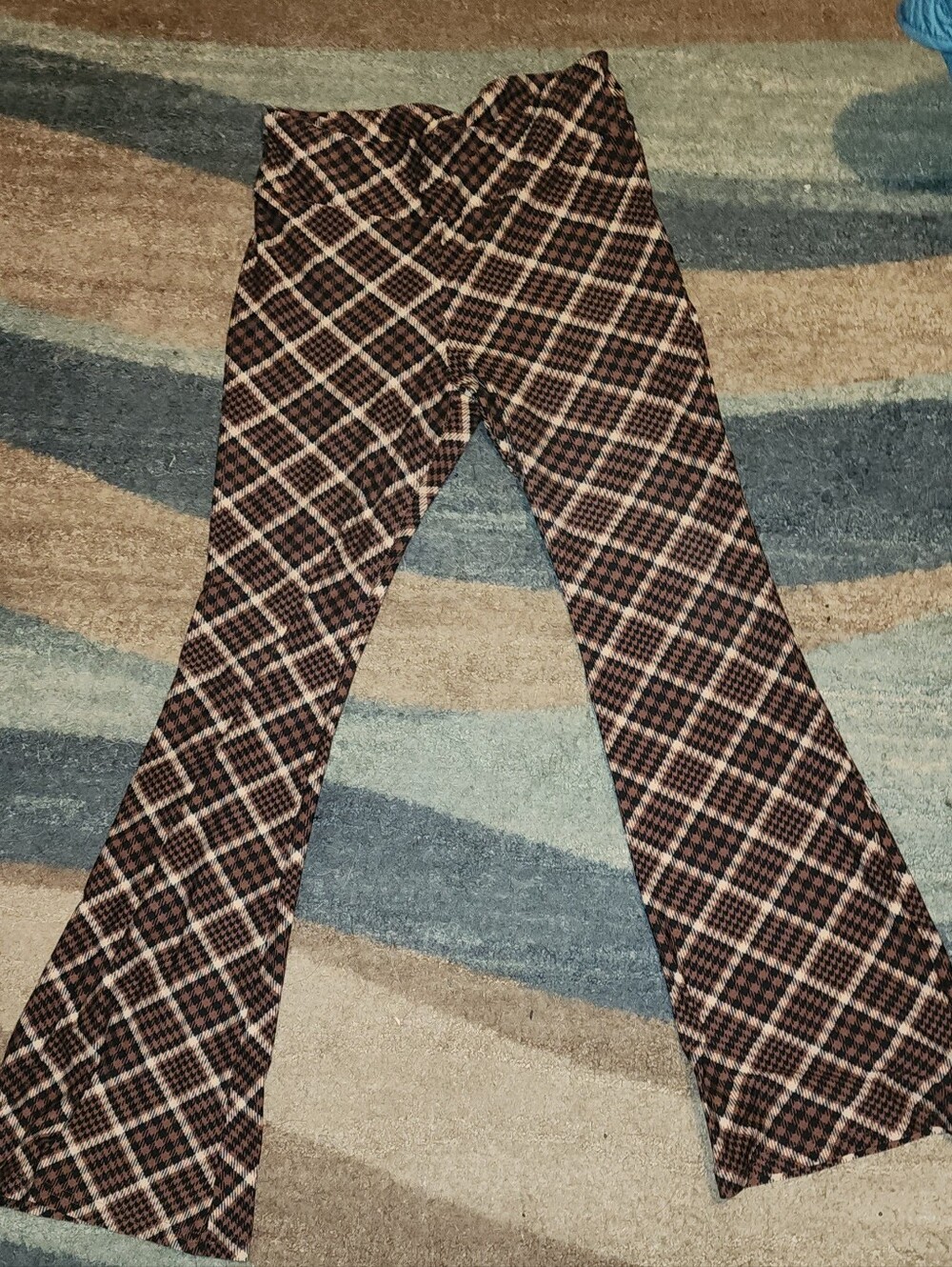 No Boundaries Brown and Black Plaid Flared Lounge Pants Size MED